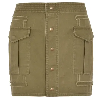 Saint Laurent Olive Green Button-down Mini Skirt