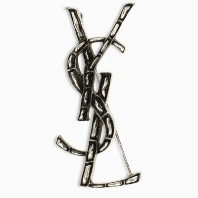 Saint Laurent Silver-tone Ysl Opium Ysl Brooch In Metal