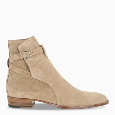 Saint Laurent Beige Wyatt Jodhpur Ankle Boots