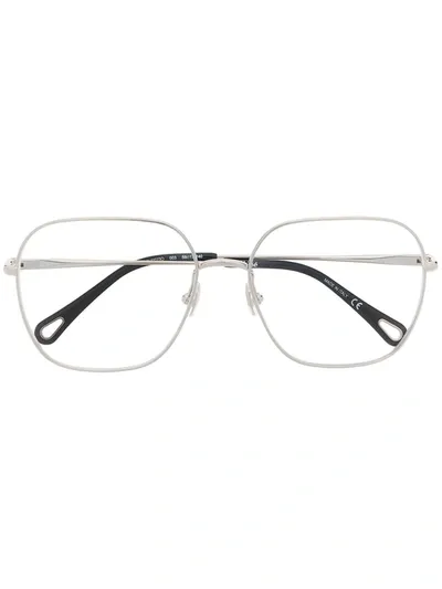 Chloé Squared Wire-frame Glasses In Metallic