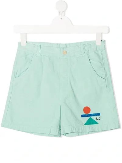 Bobo Choses Kids' Balance-print Organic Cotton Shorts In Green