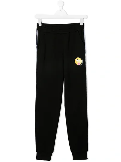 Neil Barrett Teen Logo Print Track Pants In Black