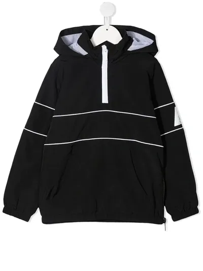 Dkny Kids' Half-zip Hooded Jacket In Black