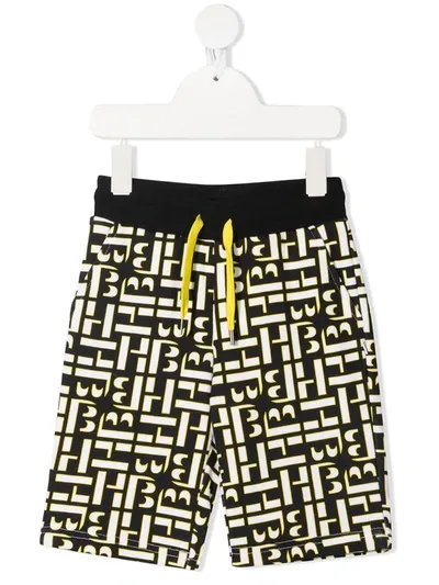 Bosswear Kids' Graphic-print Elasticated-waist Shorts In Black