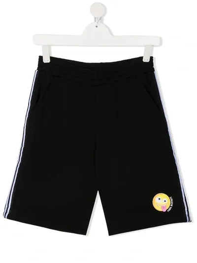 Neil Barrett Kids' Logo-print Stripe-detail Shorts In Black