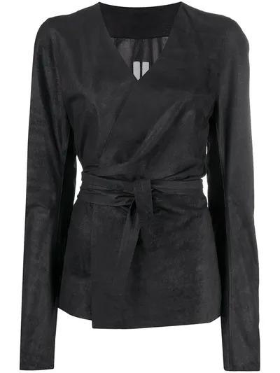 Rick Owens Lambskin Wrap Jacket In Black