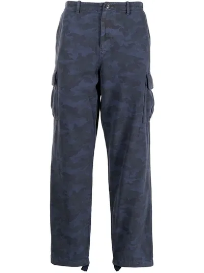 Ps By Paul Smith Camouflage Print Cargo Trousers In Blue