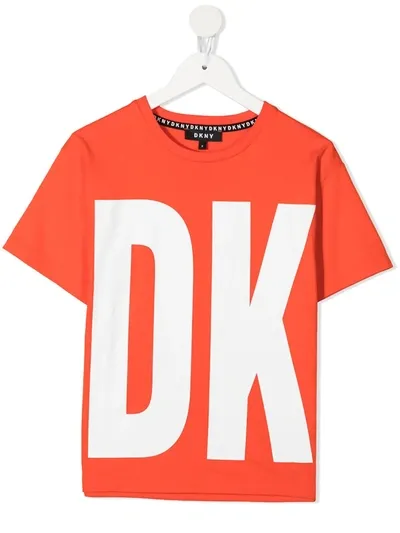 Dkny Kids' Short Sleeve T-shirt In Orange