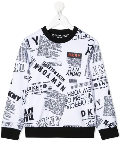 Dkny Kids' Logo Print Sweatshirt In White