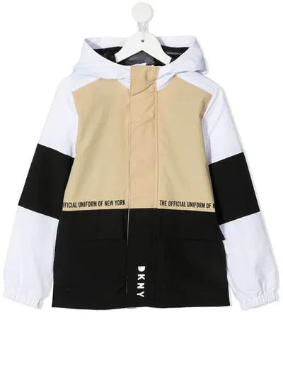 Dkny Kids' Block Panel Hooded Jacket In Black