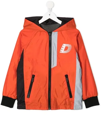 Dkny Kids' Reversible Logo Print Jacket In Orange