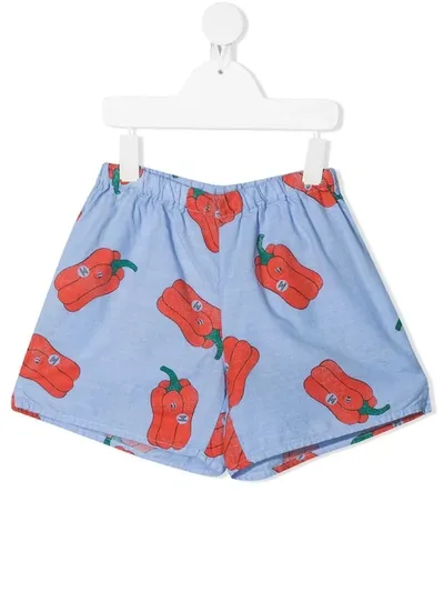 Bobo Choses Kids' Bell Pepper-print Organic-cotton Shorts In Purple