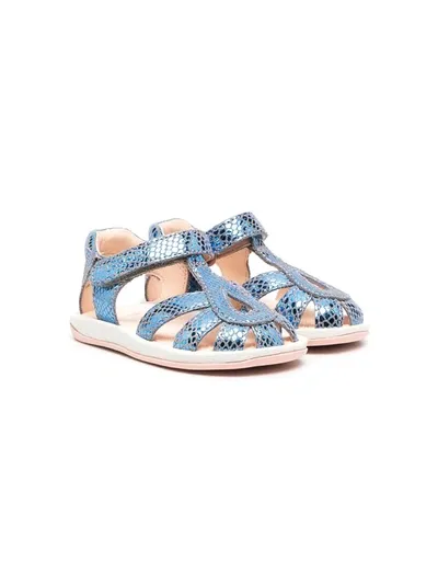 Camper Babies' Snakeskin-effect Touch-strap Sandals In Blue