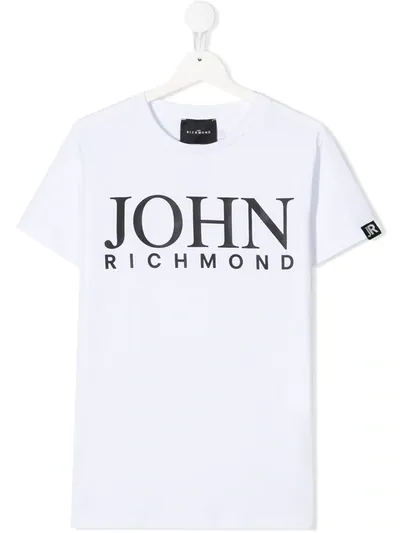 John Richmond Junior Kids' Logo Print Cotton T-shirt In White