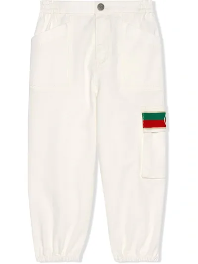 Gucci Kids' Interlocking G Track Pants In White