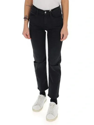 Frame Le High Straight Leg Jeans In Black