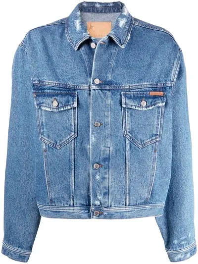 Golden Goose Star-print Denim Jacket In Blue