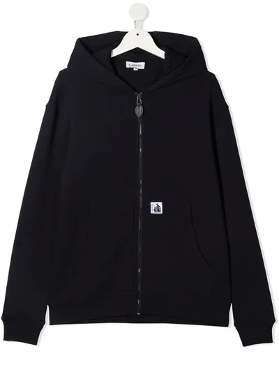 Lanvin Enfant Teen Logo-print Zip-up Hoodie In Blue