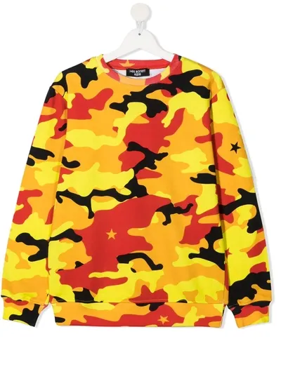 Neil Barrett Teen Camouflage Jumper In Yellow