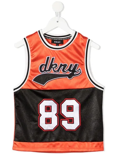 Dkny Kids' Logo Print Sports Vest In Orange