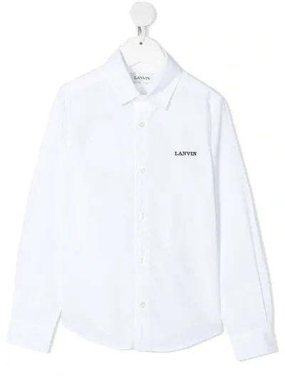 Lanvin Enfant Kids' Logo-embroidered Cotton Shirt In White