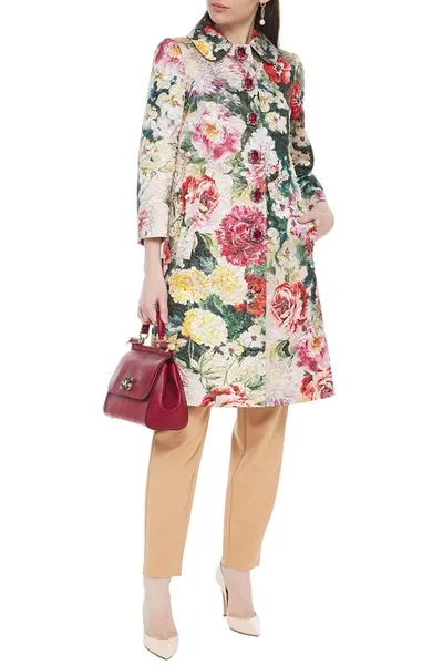 Dolce & Gabbana Metallic Floral-print Cotton-blend Brocade Coat In Multicolor