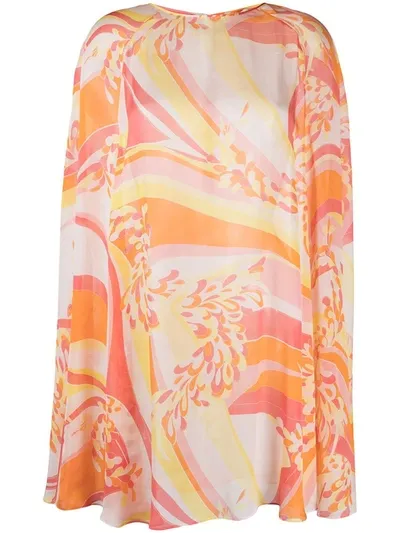 Emilio Pucci Abstract-print Silk Beach Cover-up In Orange