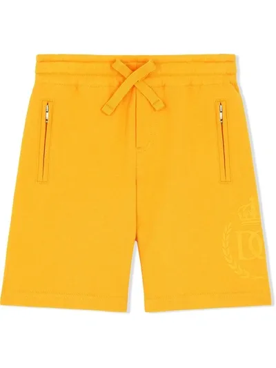 Dolce & Gabbana Kids' Drawstring Track Shorts In Orange