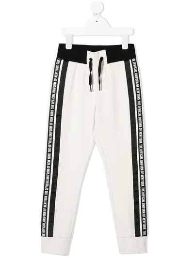 Dkny Kids' Logo-tape Cotton Sweatpants In Neutrals