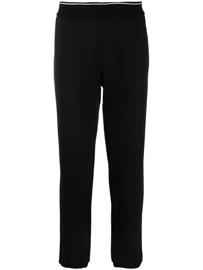 Armani Exchange Ribbed-edge Track Trousers In Black