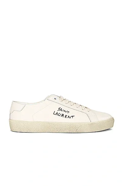 Saint Laurent Embroidered Sneakers In Panna/panna