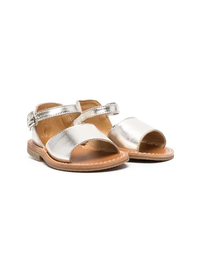 Gallucci Kids' Metallic-effect Flat Sandals In Gold