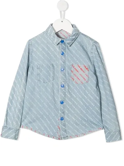 The Marc Jacobs Kids' Logo-print Denim Shirt In Blue