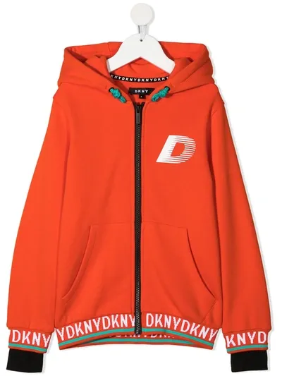 Dkny Kids' Logo-printed Hoodie In Orange