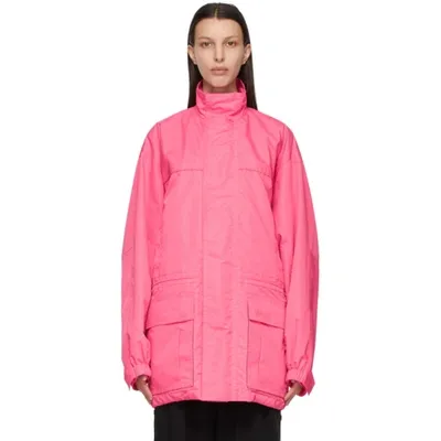 Balenciaga Maxi Pockets Parka Fuchsia In Fluo Pink