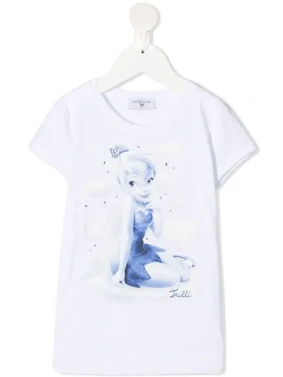 Monnalisa Kids' Tinker Bell Print Cotton Jersey T-shirt In White