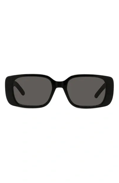 Dior Wil 53mm Rectangular Sunglasses In Shiny Black Smoke