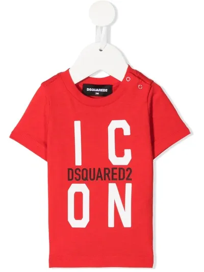 Dsquared2 Babies' Icon Logo Cotton T-shirt In Red