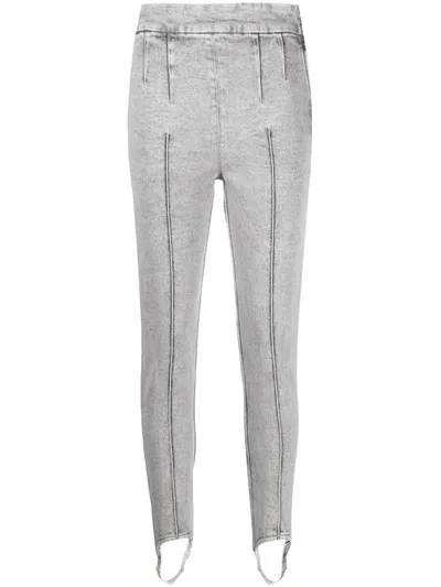 Isabel Marant Nanouli Slim-fit Mid-rise Distressed Stretch-denim Trousers In Grey