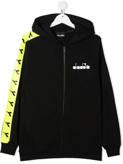 Diadora Junior Teen Logo-print Hoodie In Black