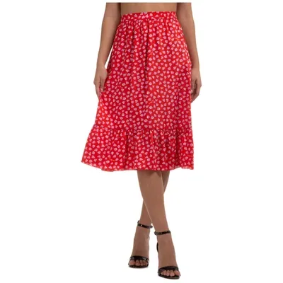 Marc Jacobs The Ruffle Heart-print Midi Skirt In Red