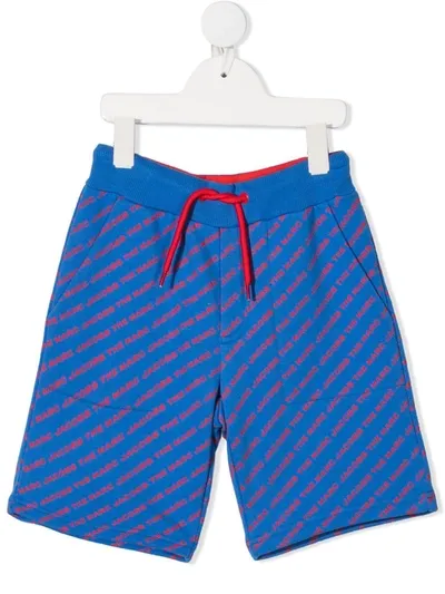 The Marc Jacobs Kids' Two-tone Logo Print Track Shorts In Blue