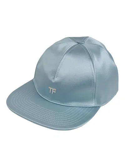 Tom Ford Satin Baseball Cap In Blue