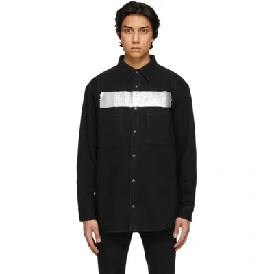 Givenchy Logo-embossed Denim Shirt In Black