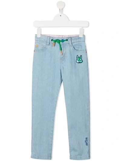 The Marc Jacobs Kids' Mid-rise Embroidered Straight-leg Trousers In Blue