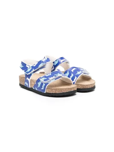 Monnalisa Kids' Crown Graphic Open-toe Sandals In Blue