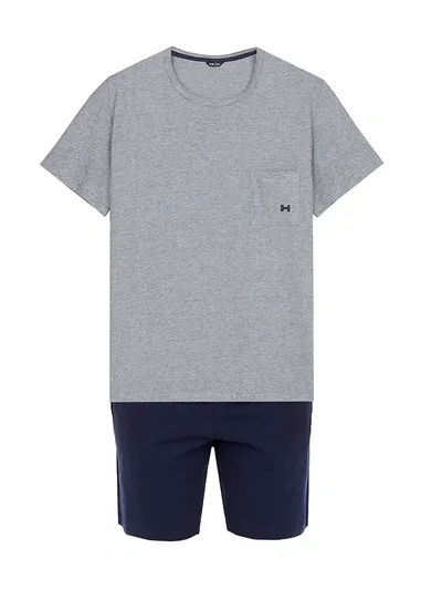 Hom Men's 2-piece T-shirt & Shorts Pajama Set In Navy