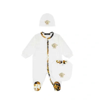 Young Versace Babies' Medusa Print Tracksuit Set In Bianco