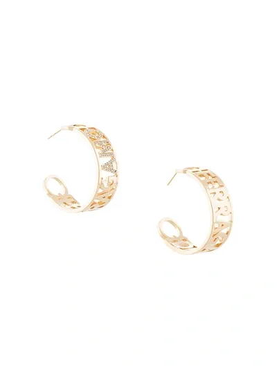 Ferragamo Logo-plaque Hoop Earrings In Gold