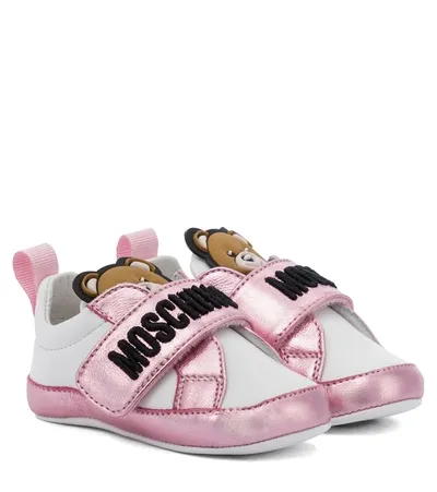 Moschino Baby Leather Sneakers In White